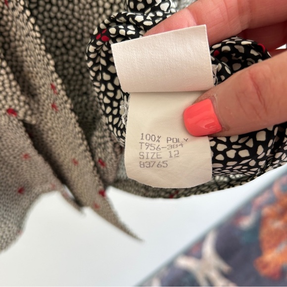 VTG Country Sophisticates by Pendleton Black and White Patterned Tie Blouse 12 - Picture 7 of 8